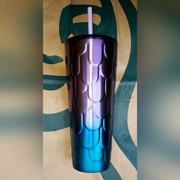 15 Starbucks 24oz Mermaid Purple and Teal Tumbler with straw - Picture 2 of 6
